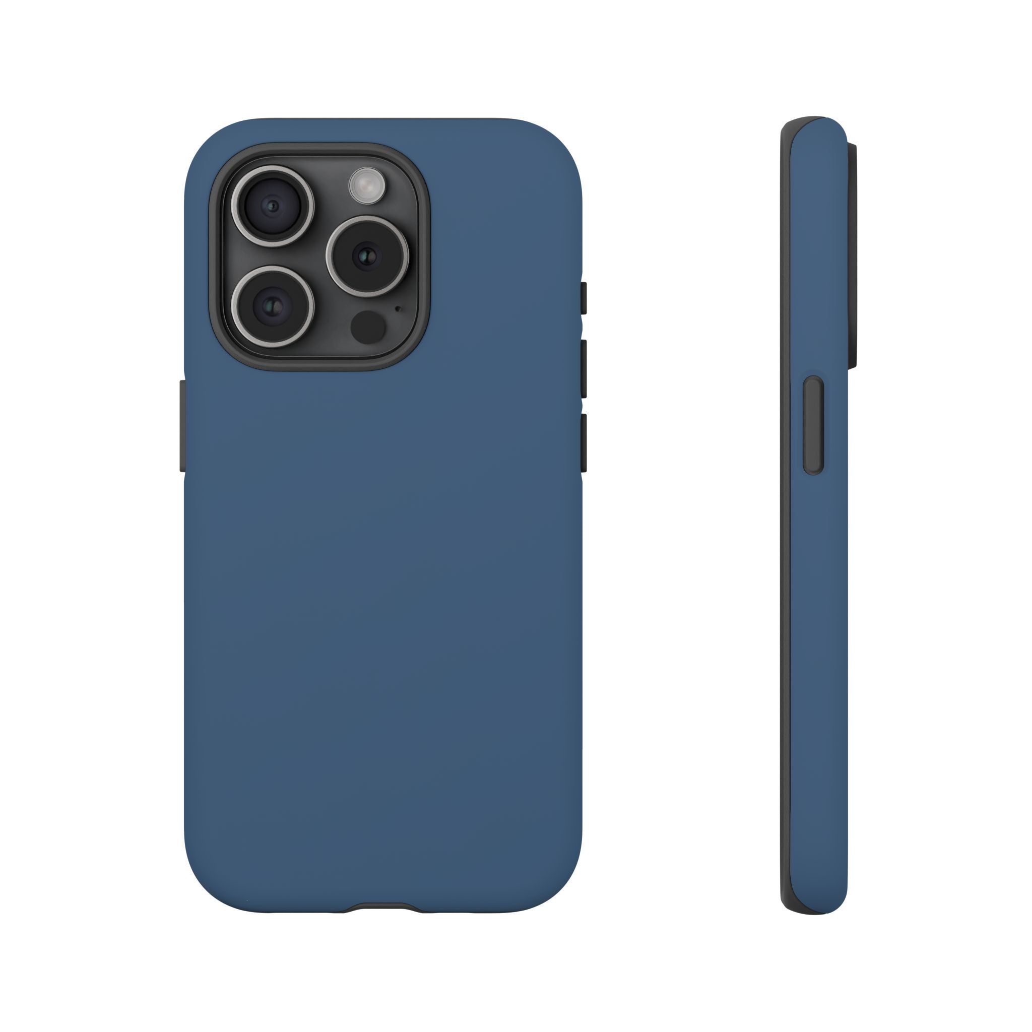 Tough iPhone Case (Deep Blue Matte/Glossy) - Shockproof Durable Protective Cover