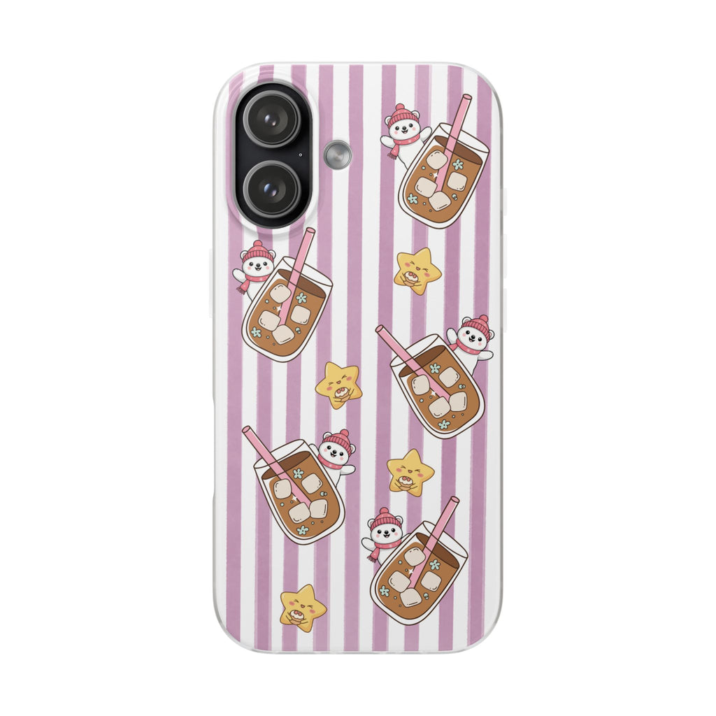 Milk Tea/Coffee and Stripes Phone Case (Pink) - iPhone 17/16/15 & Samsung S24