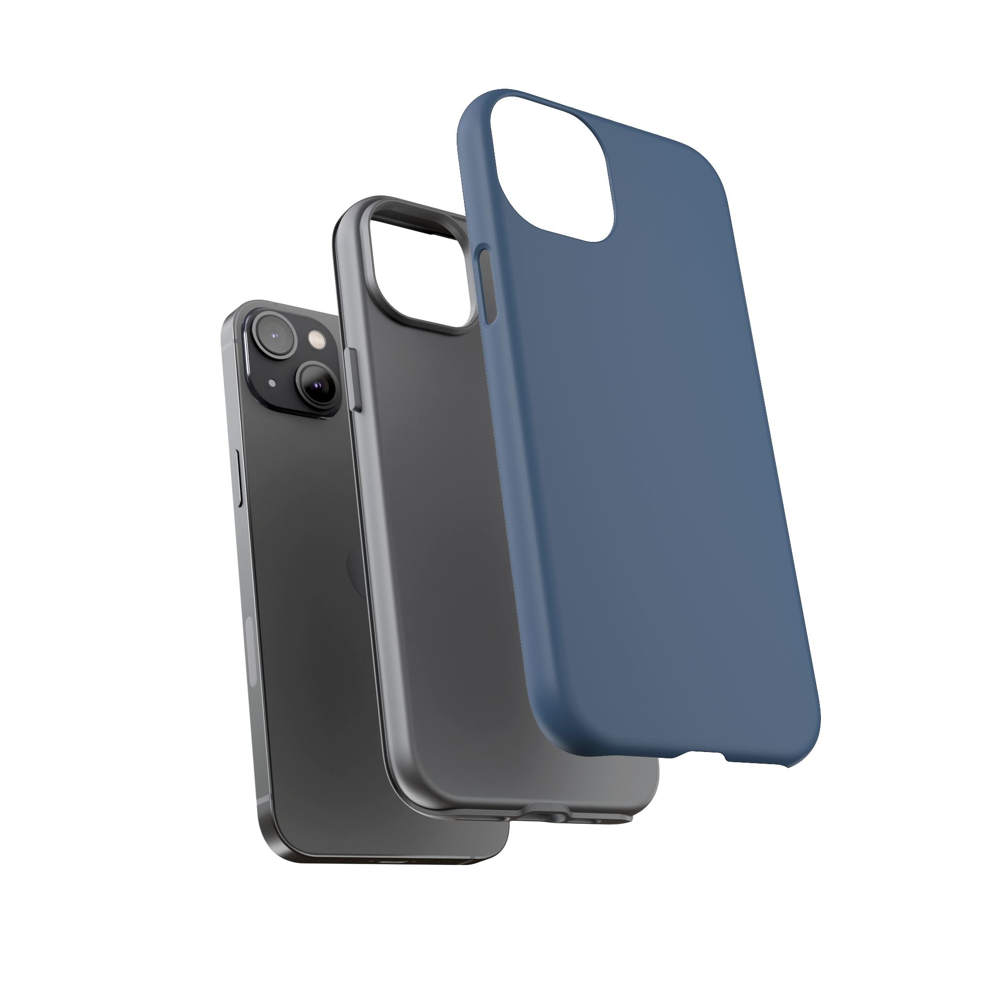 Tough iPhone Case (Deep Blue Matte/Glossy) - Shockproof Durable Protective Cover