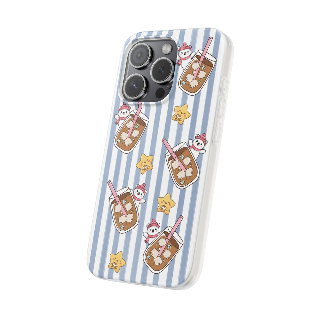 Milk Tea/Coffee and Stripes Phone Case (Blue) - iPhone 17/16/15 & Samsung S24
