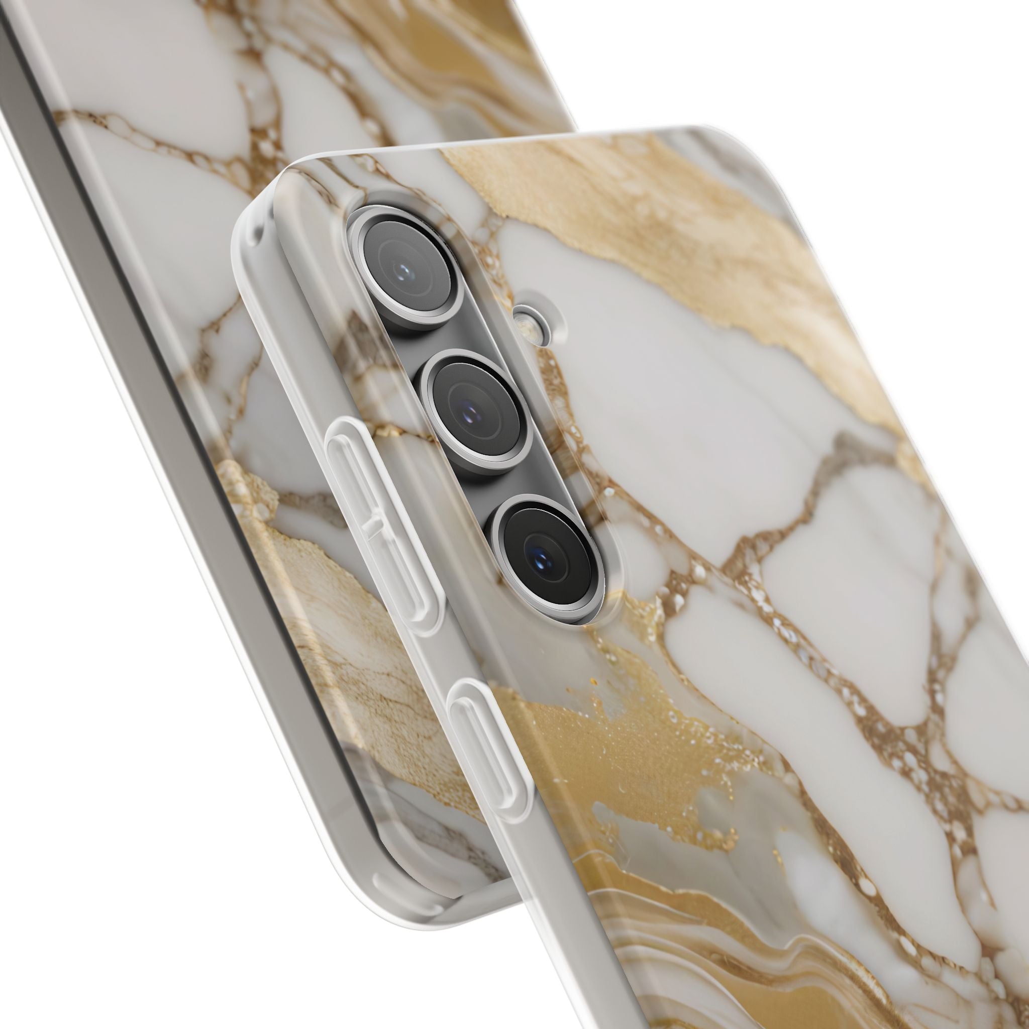 White Gold Marble Phone Case - iPhone 17/16/15 & Samsung A24