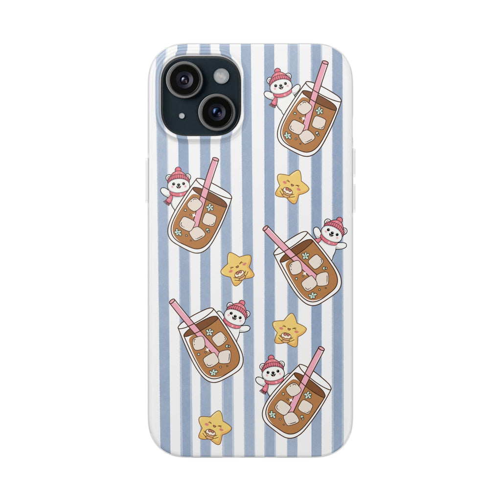 Milk Tea/Coffee and Stripes Phone Case (Blue) - iPhone 17/16/15 & Samsung S24