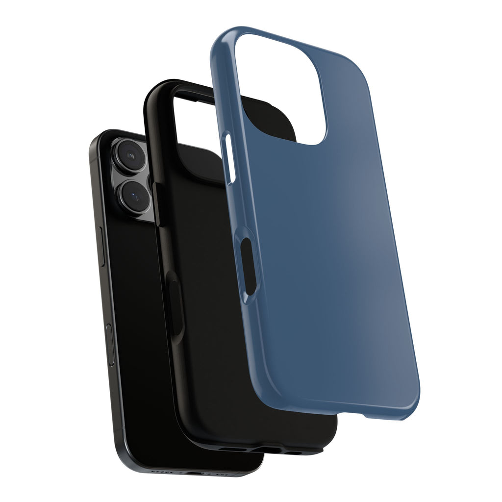 Tough iPhone Case (Deep Blue Matte/Glossy) - Shockproof Durable Protective Cover