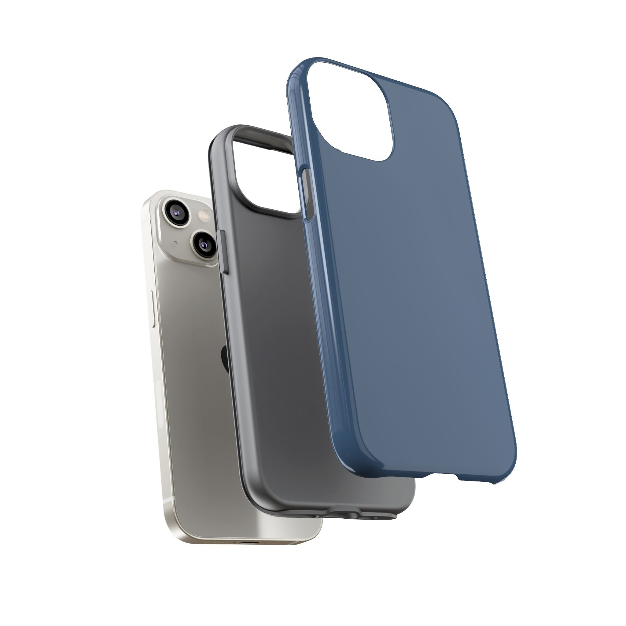 Tough iPhone Case (Deep Blue Matte/Glossy) - Shockproof Durable Protective Cover