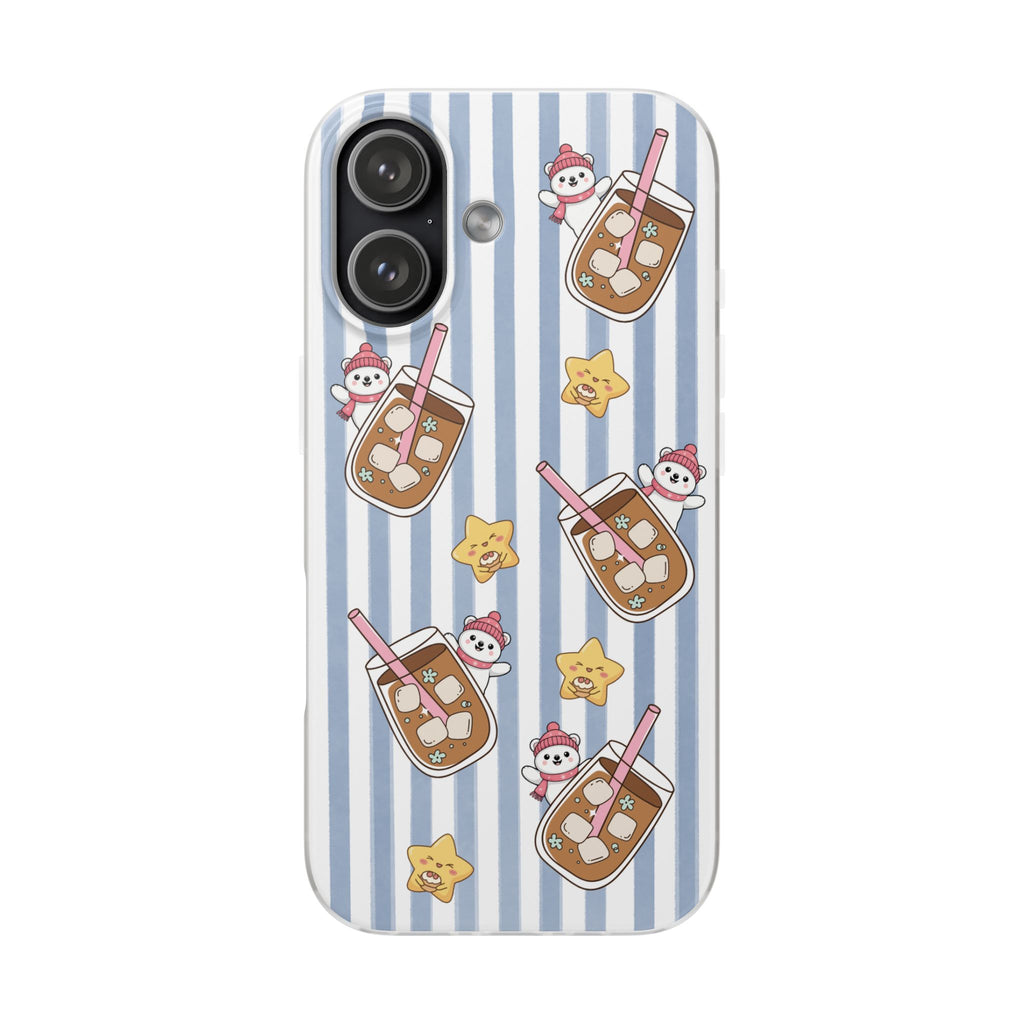 Milk Tea/Coffee and Stripes Phone Case (Blue) - iPhone 17/16/15 & Samsung S24