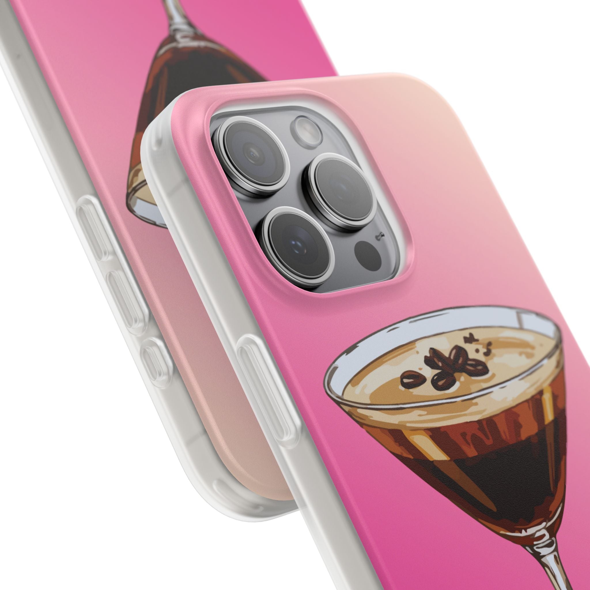 Espresso Martini Phone Case (Pink) - Stylish Cocktail iPhone 17/16/15 & Samsung A24