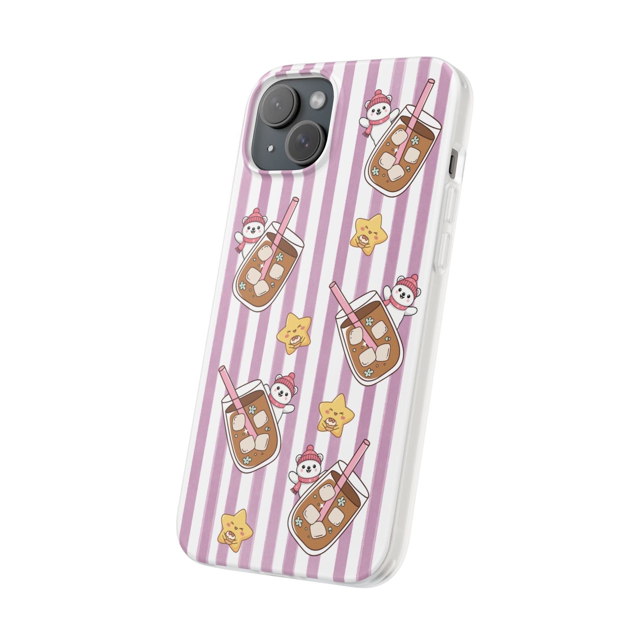 Milk Tea/Coffee and Stripes Phone Case (Pink) - iPhone 17/16/15 & Samsung S24