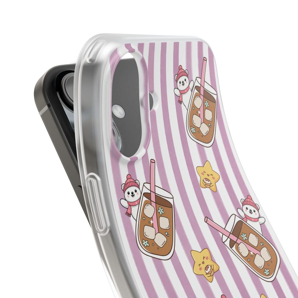 Milk Tea/Coffee and Stripes Phone Case (Pink) - iPhone 17/16/15 & Samsung S24