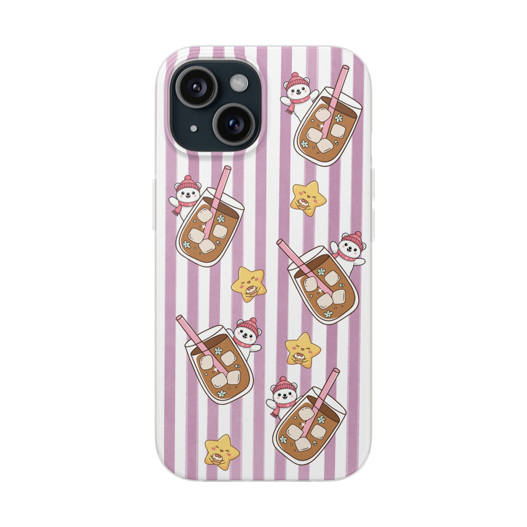 Milk Tea/Coffee and Stripes Phone Case (Pink) - iPhone 17/16/15 & Samsung S24