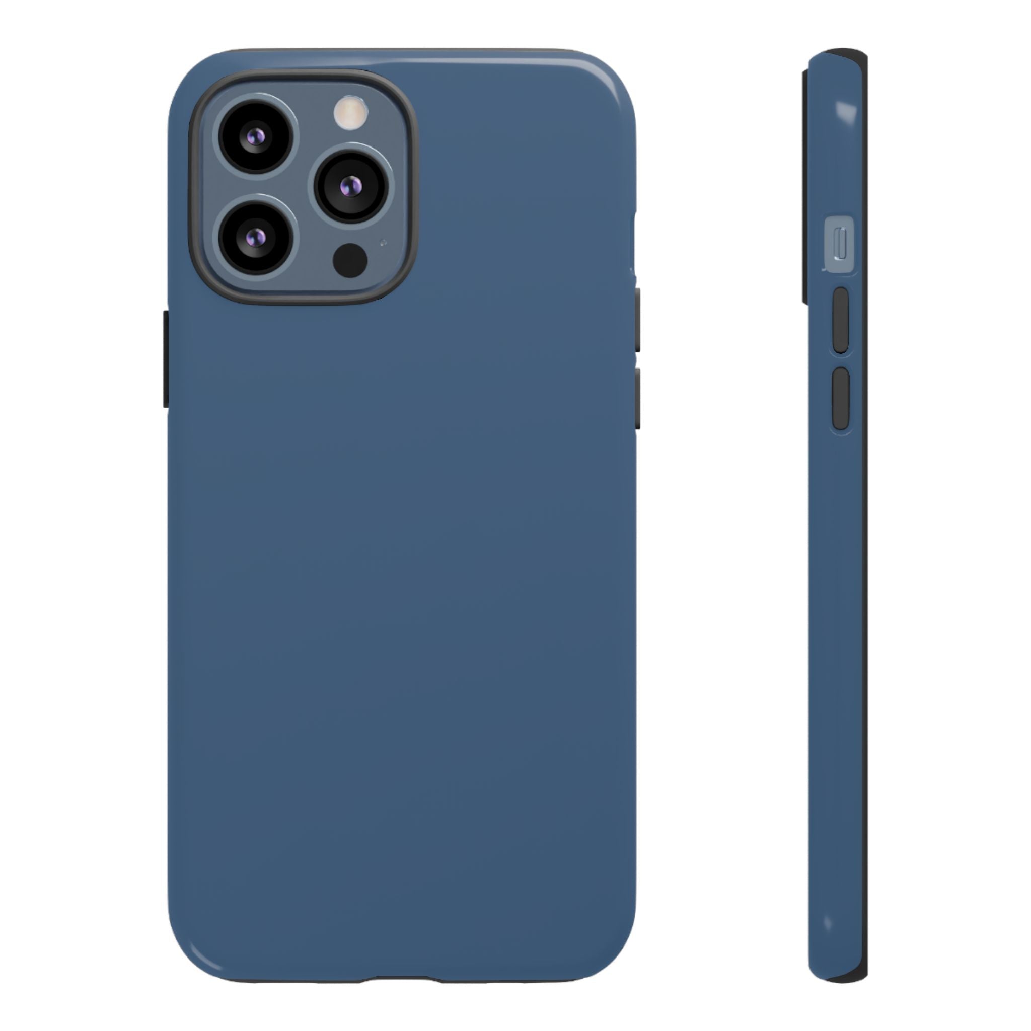 Tough iPhone Case (Deep Blue Matte/Glossy) - Shockproof Durable Protective Cover