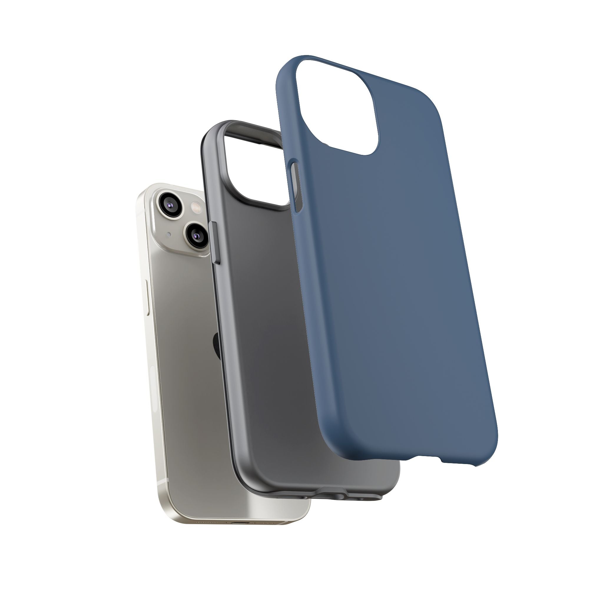 Tough iPhone Case (Deep Blue Matte/Glossy) - Shockproof Durable Protective Cover