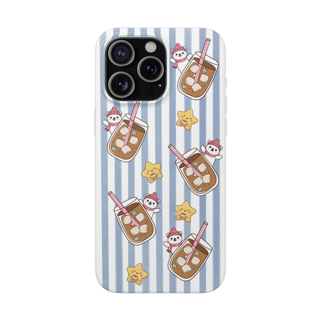Milk Tea/Coffee and Stripes Phone Case (Blue) - iPhone 17/16/15 & Samsung S24