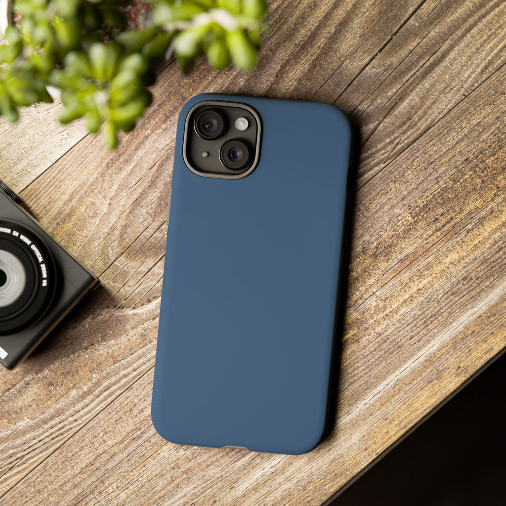 Tough iPhone Case (Deep Blue Matte/Glossy) - Shockproof Durable Protective Cover