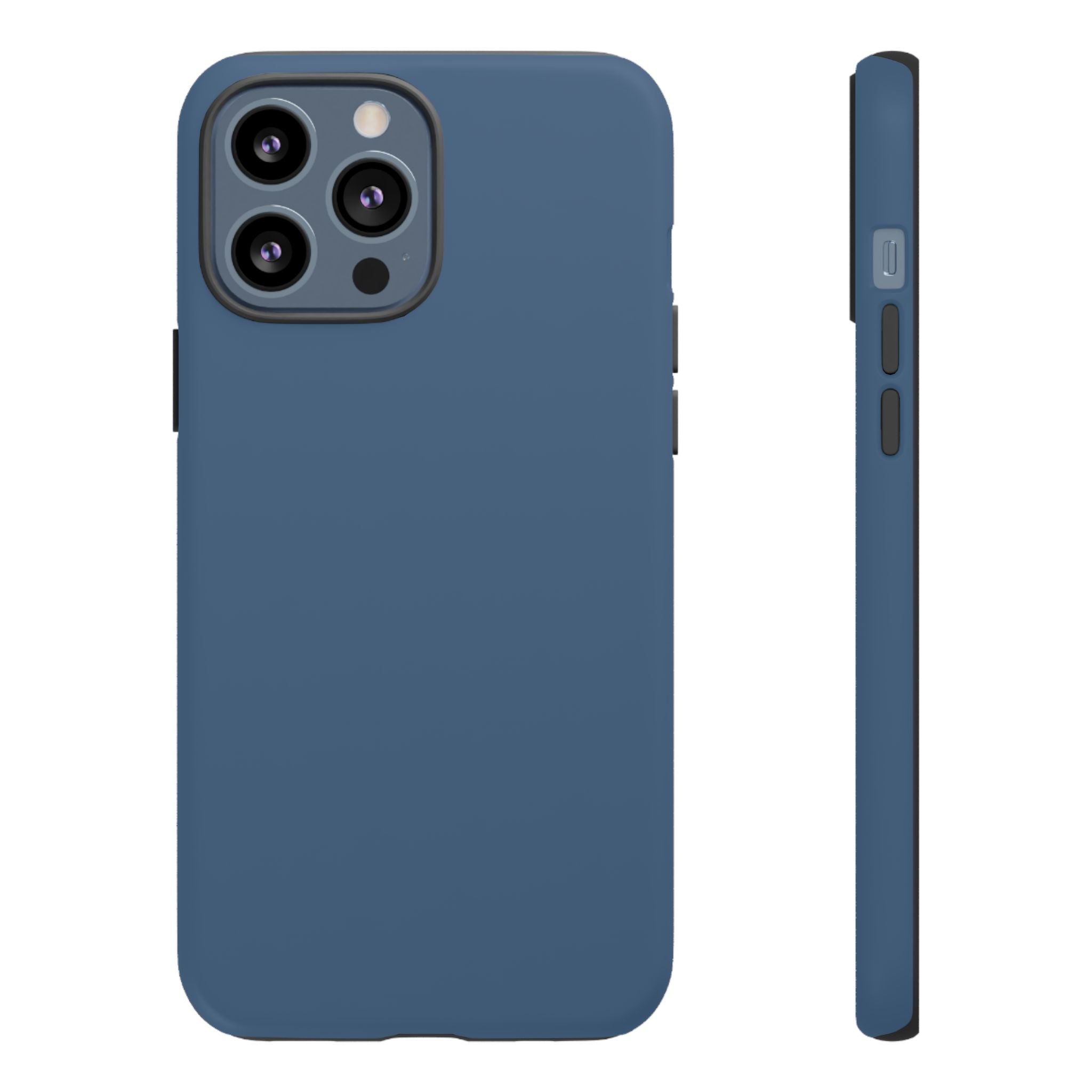 Tough iPhone Case (Deep Blue Matte/Glossy) - Shockproof Durable Protective Cover