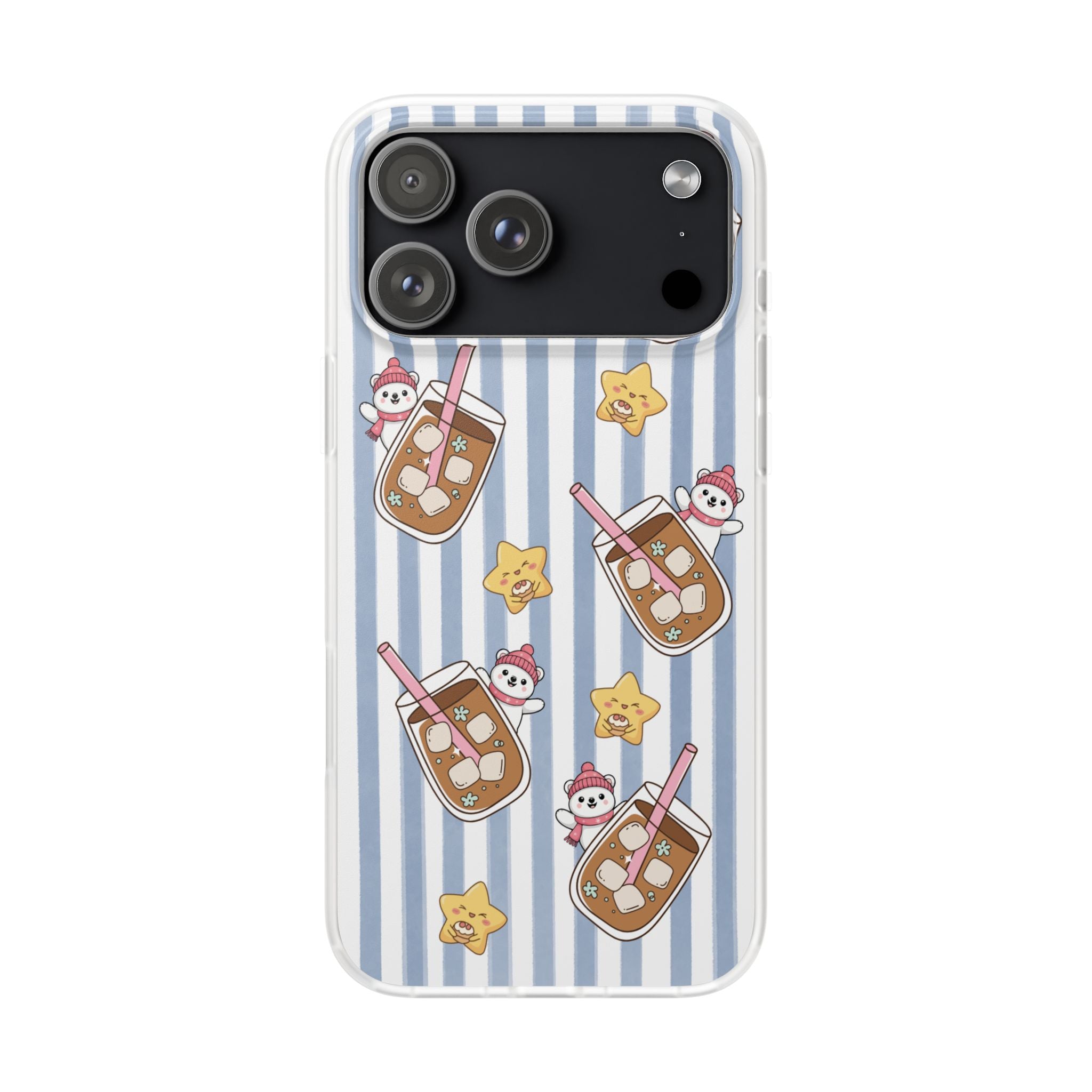 Milk Tea/Coffee and Stripes Phone Case (Blue) - iPhone 17/16/15 & Samsung S24