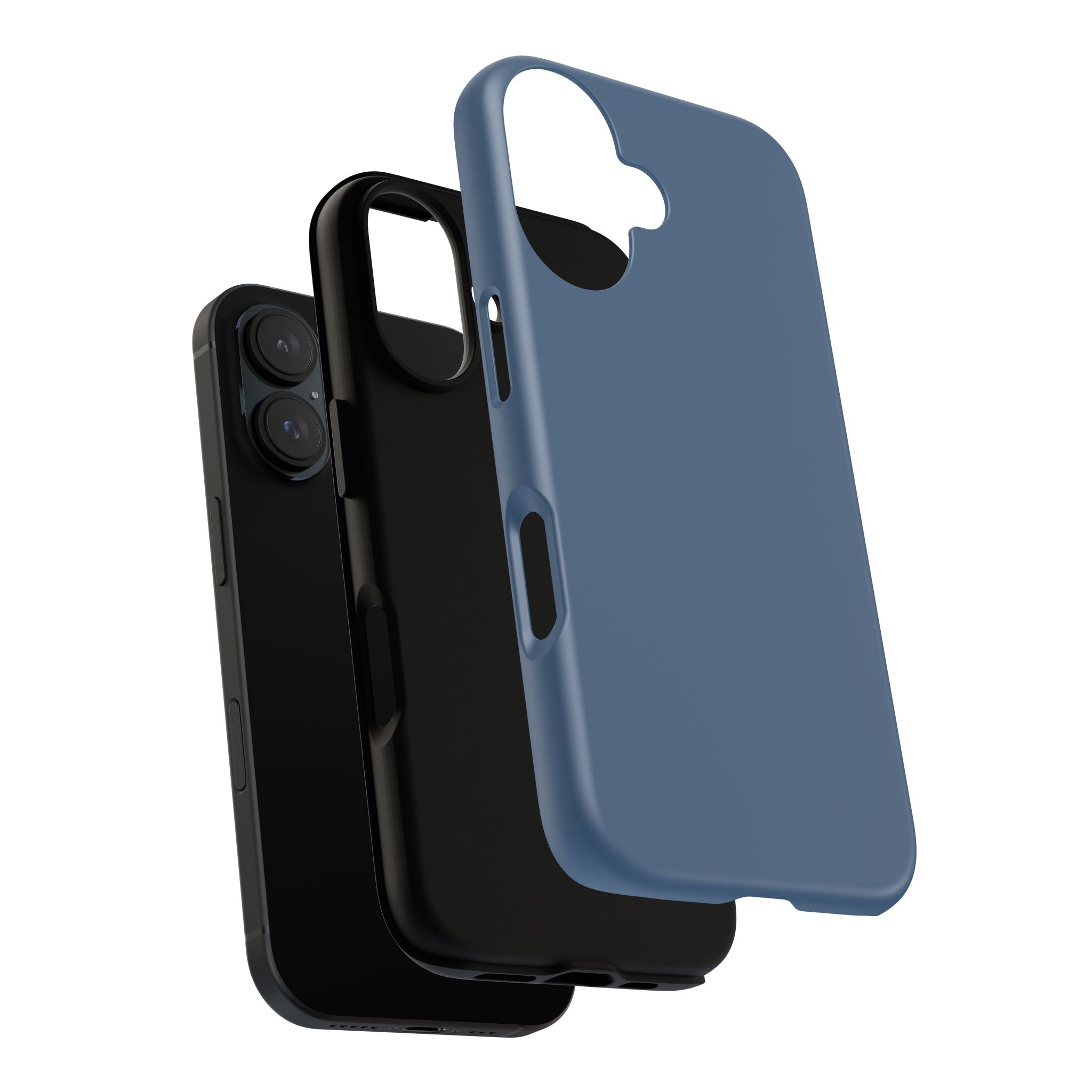 Tough iPhone Case (Deep Blue Matte/Glossy) - Shockproof Durable Protective Cover