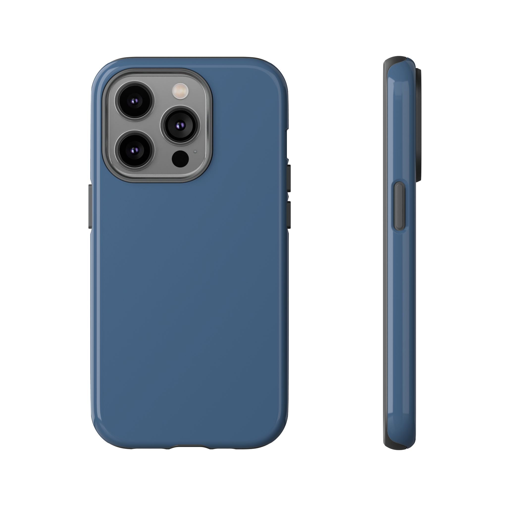 Tough iPhone Case (Deep Blue Matte/Glossy) - Shockproof Durable Protective Cover