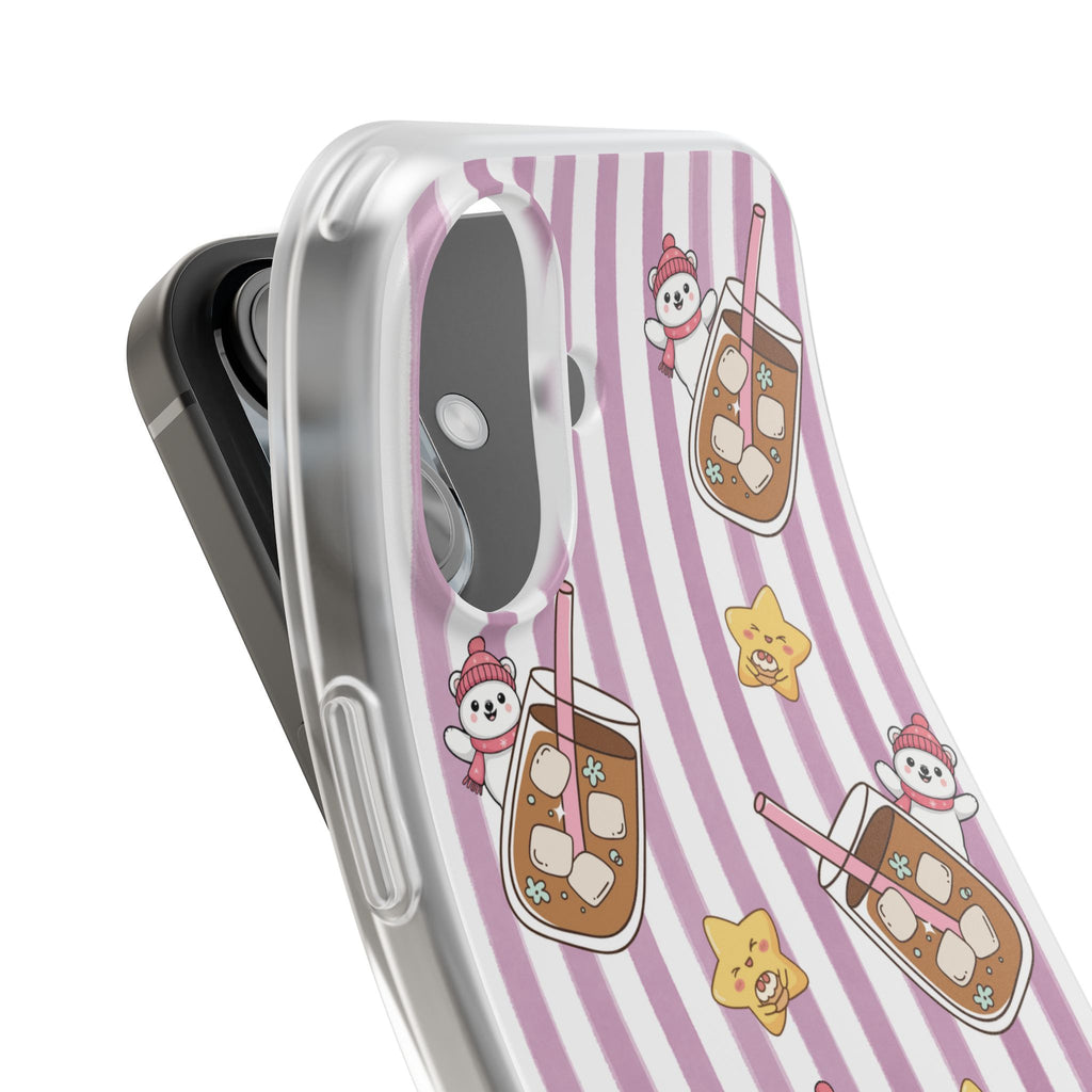 Milk Tea/Coffee and Stripes Phone Case (Pink) - iPhone 17/16/15 & Samsung S24