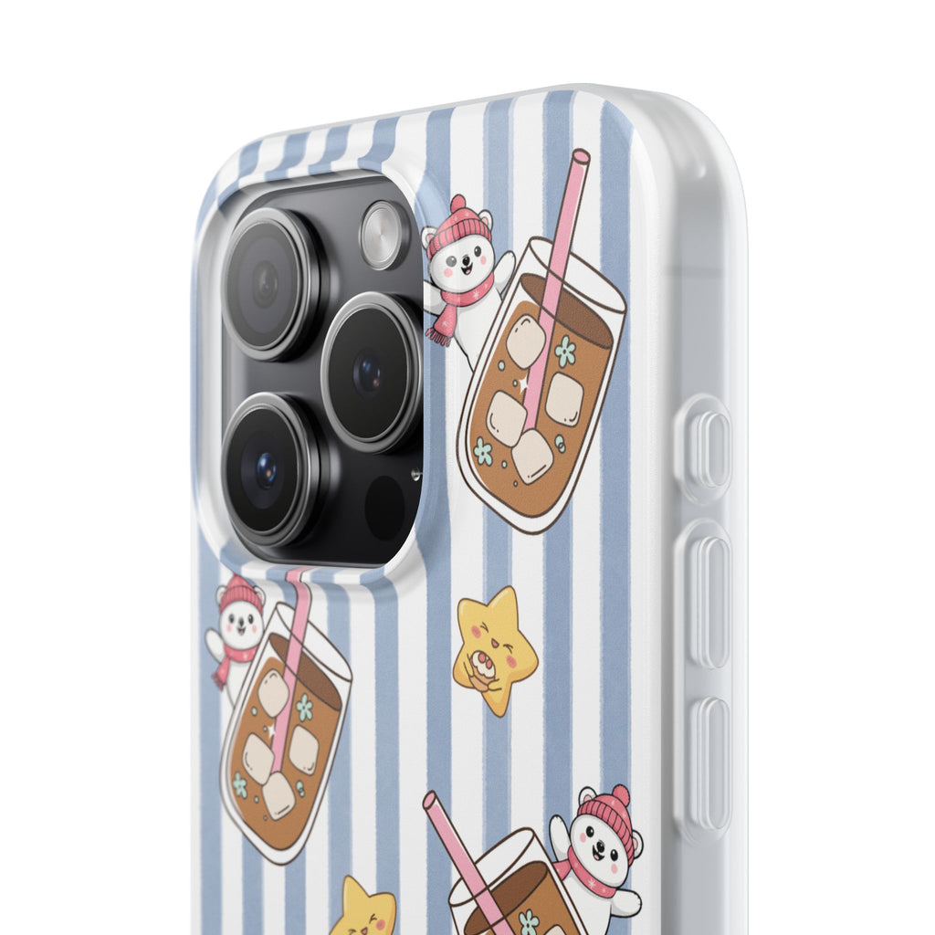 Milk Tea/Coffee and Stripes Phone Case (Blue) - iPhone 17/16/15 & Samsung S24