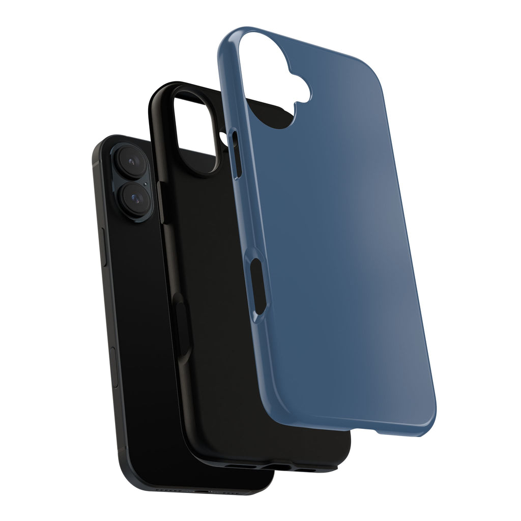 Tough iPhone Case (Deep Blue Matte/Glossy) - Shockproof Durable Protective Cover