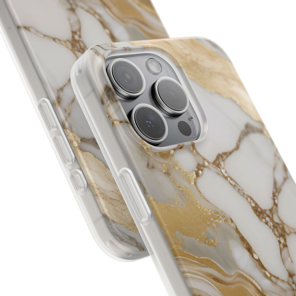 White Gold Marble Phone Case - iPhone 17/16/15 & Samsung A24
