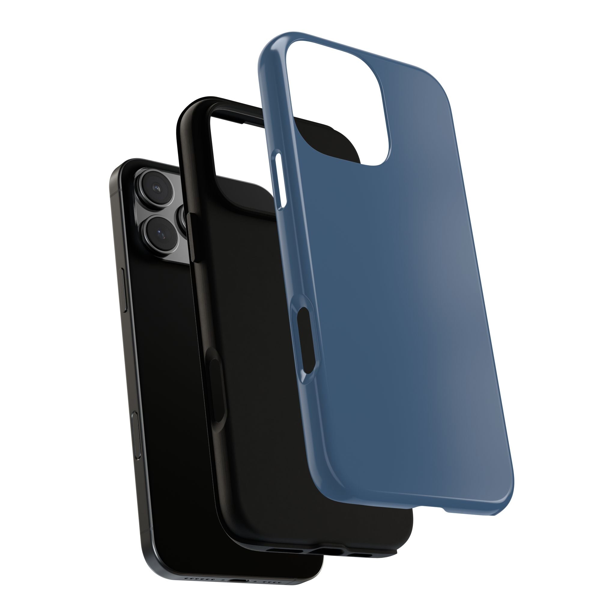 Tough iPhone Case (Deep Blue Matte/Glossy) - Shockproof Durable Protective Cover
