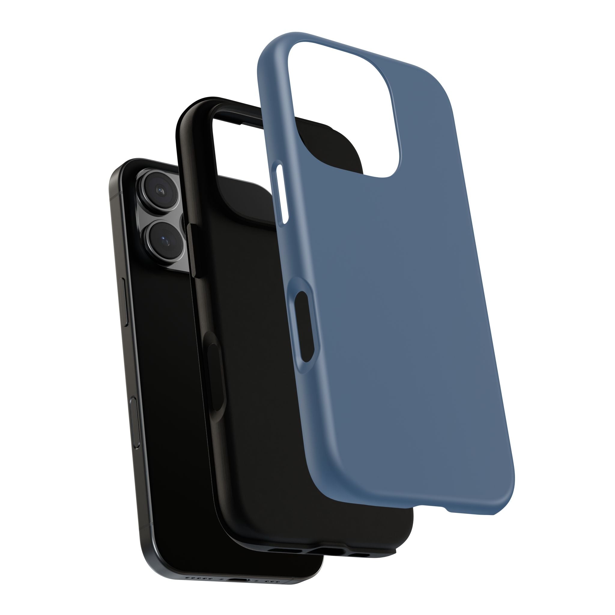 Tough iPhone Case (Deep Blue Matte/Glossy) - Shockproof Durable Protective Cover
