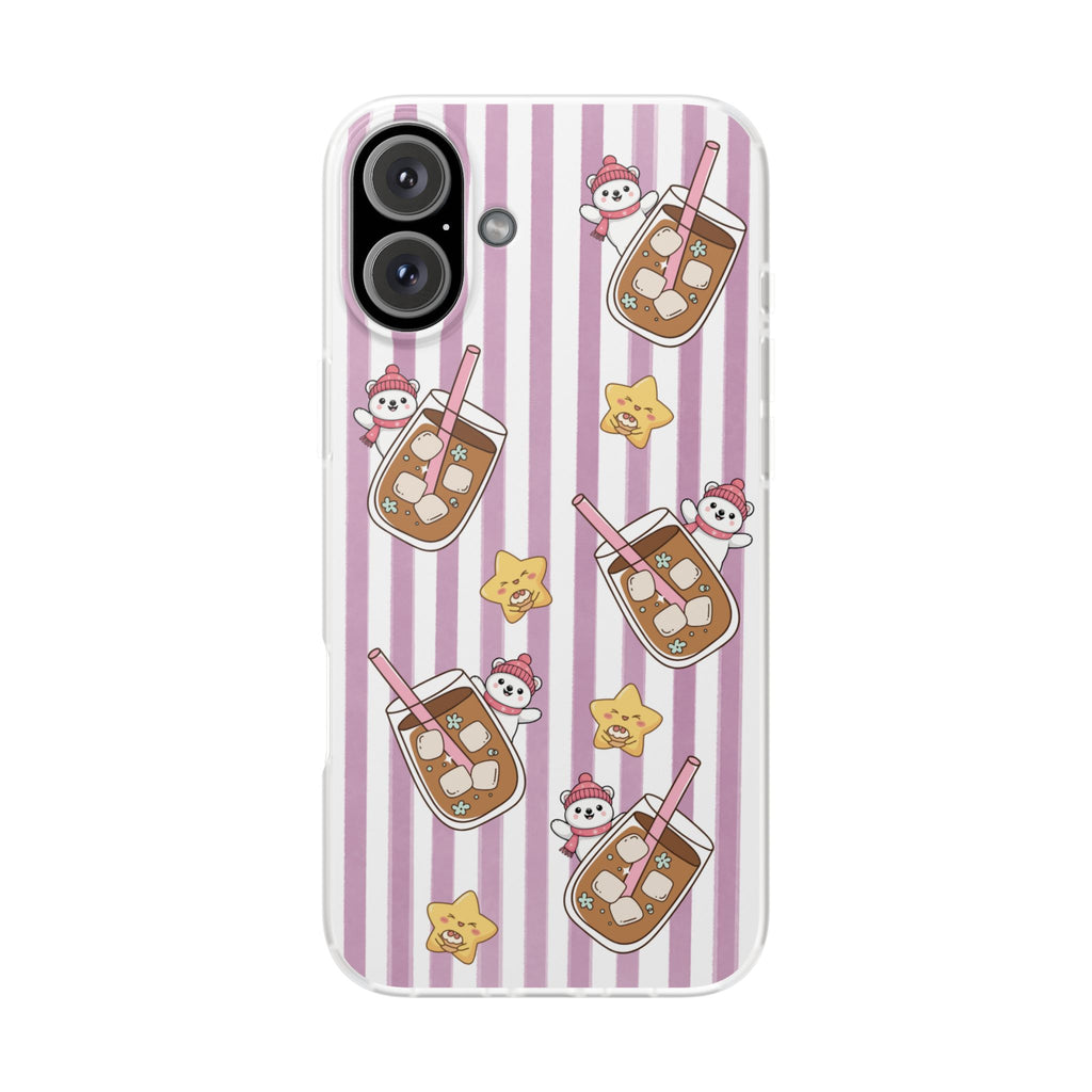 Milk Tea/Coffee and Stripes Phone Case (Pink) - iPhone 17/16/15 & Samsung S24