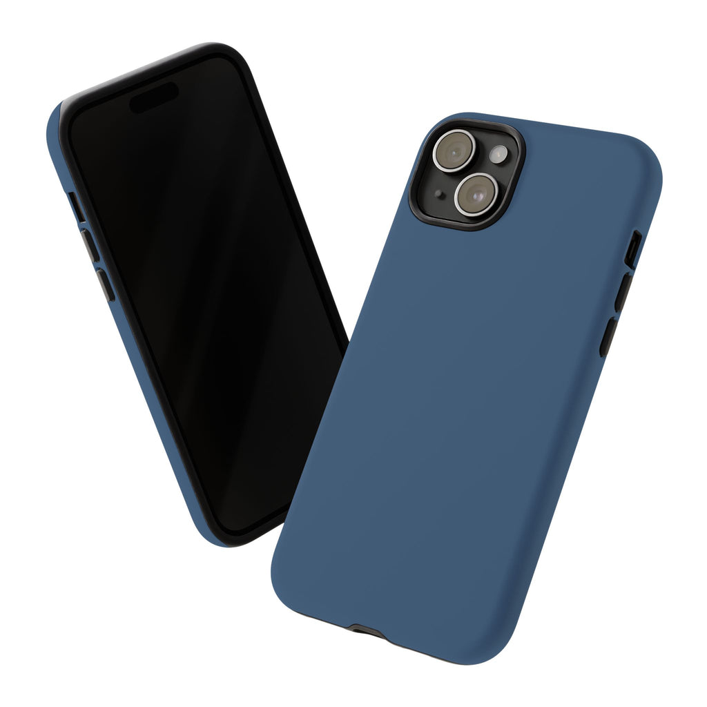 Tough iPhone Case (Deep Blue Matte/Glossy) - Shockproof Durable Protective Cover