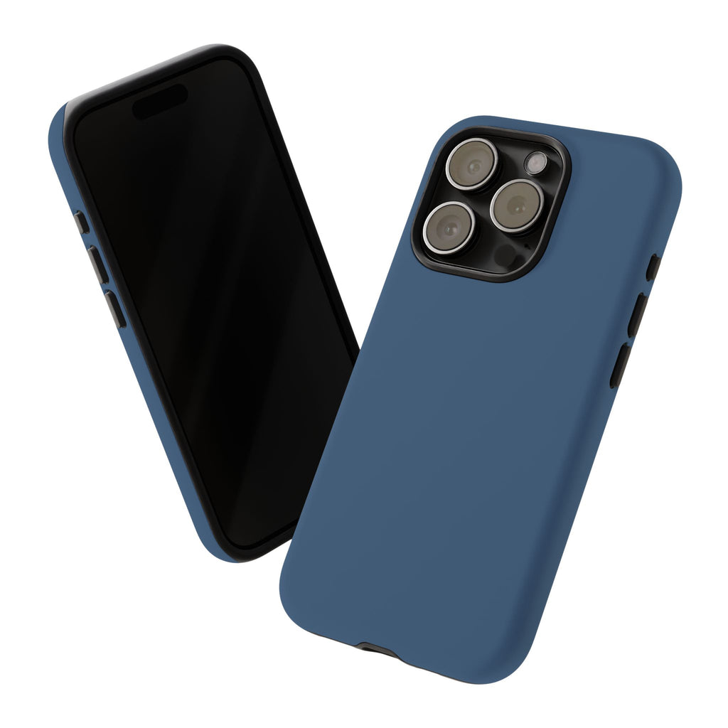 Tough iPhone Case (Deep Blue Matte/Glossy) - Shockproof Durable Protective Cover