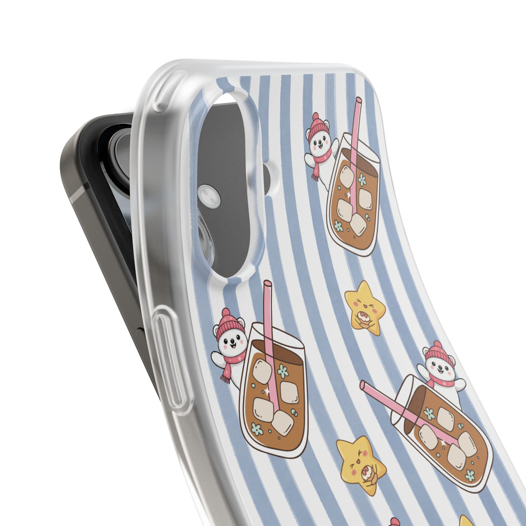 Milk Tea/Coffee and Stripes Phone Case (Blue) - iPhone 17/16/15 & Samsung S24
