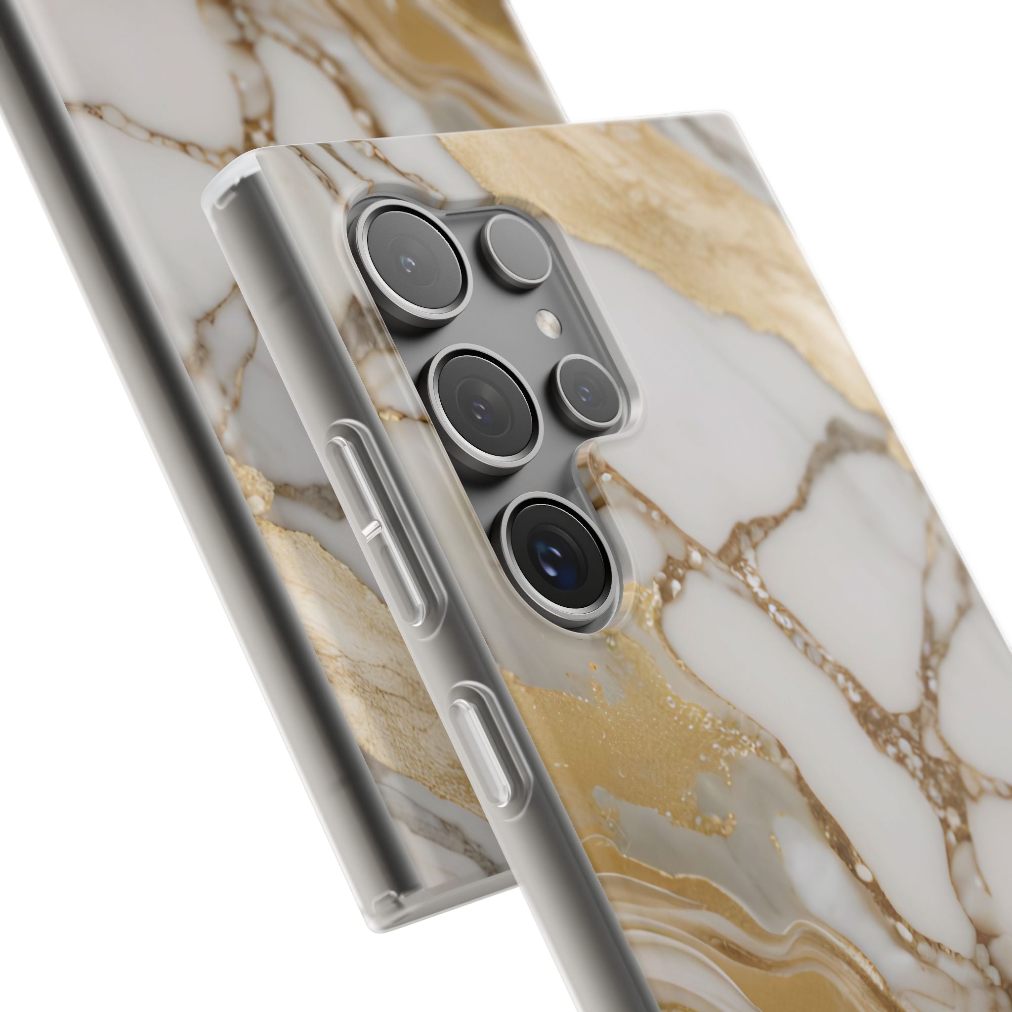 White Gold Marble Phone Case - iPhone 17/16/15 & Samsung A24