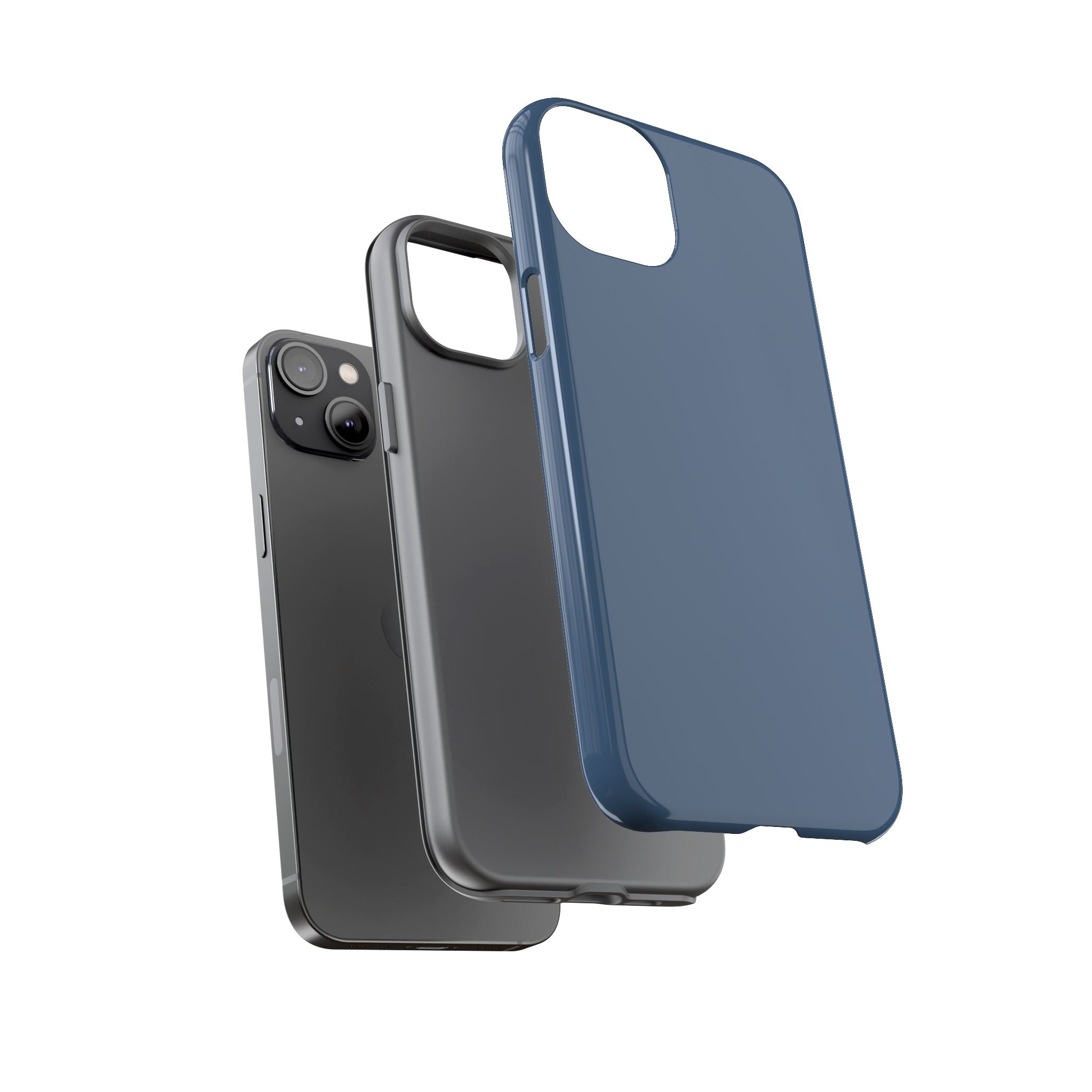 Tough iPhone Case (Deep Blue Matte/Glossy) - Shockproof Durable Protective Cover