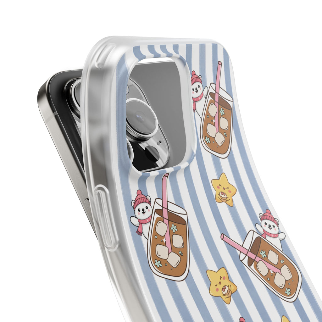 Milk Tea/Coffee and Stripes Phone Case (Blue) - iPhone 17/16/15 & Samsung S24