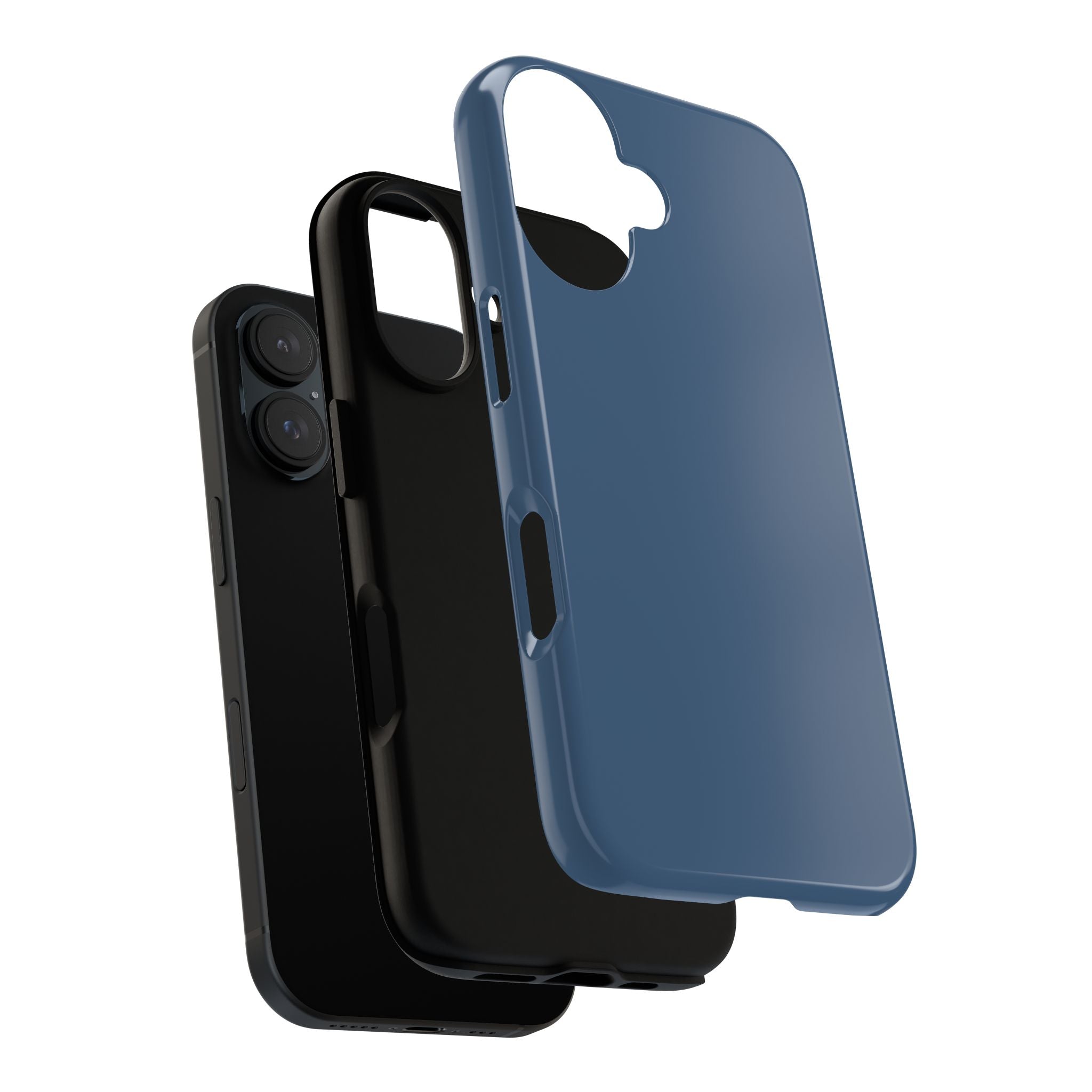 Tough iPhone Case (Deep Blue Matte/Glossy) - Shockproof Durable Protective Cover