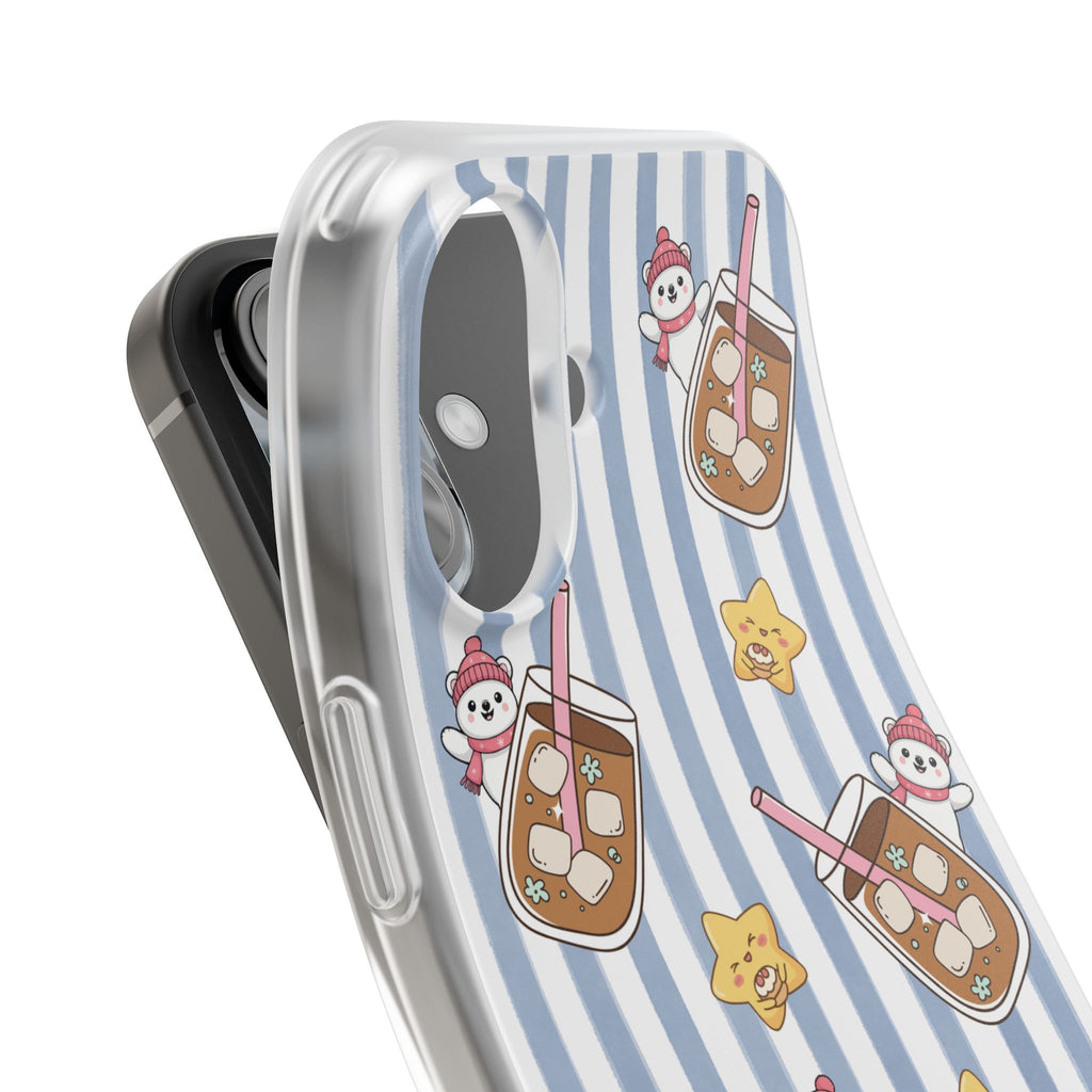 Milk Tea/Coffee and Stripes Phone Case (Blue) - iPhone 17/16/15 & Samsung S24